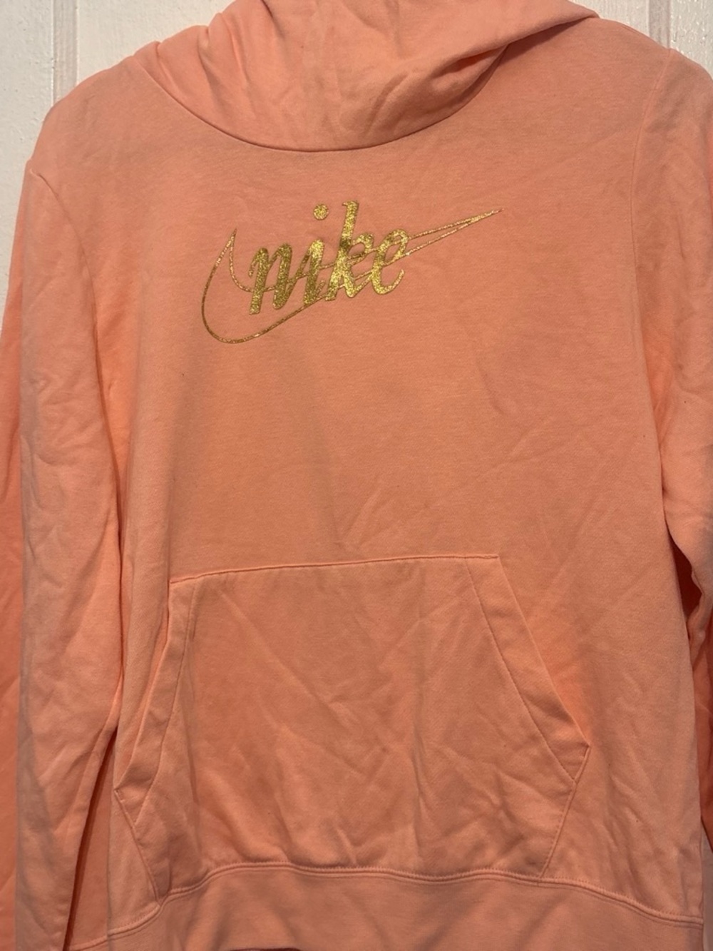 Nike Women’s Peach Gold-Logo Hoodie Sweater